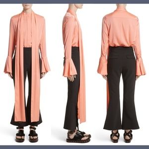 NWD $1335 ELLERY Lucky Tie Neck Stretch Silk Blouse Bubblegum [ SZ US 4 ]‎